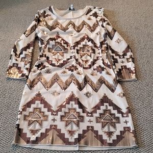 Sequence tribal print bodycon dress
